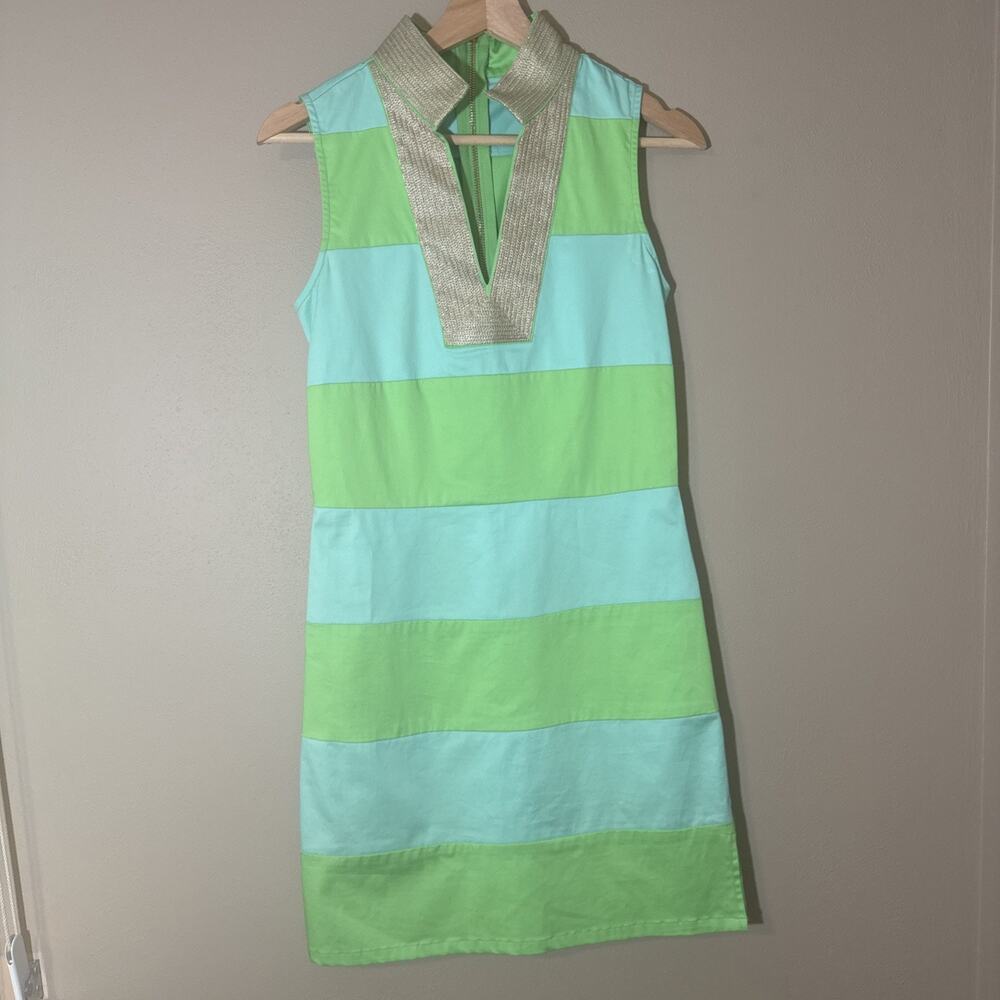 Sail to Sable Shift Bold Green & Turquoise XXS Small Preppy Colorful Old Money